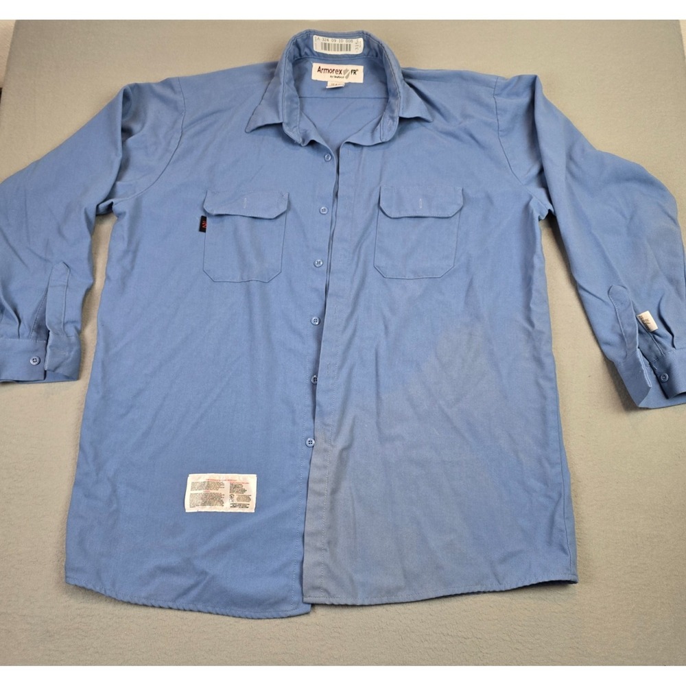 Armorex FR by UniFirst Men's Flame Resistant Work Shirt Blue 2 Size 17.5-02 XXL
